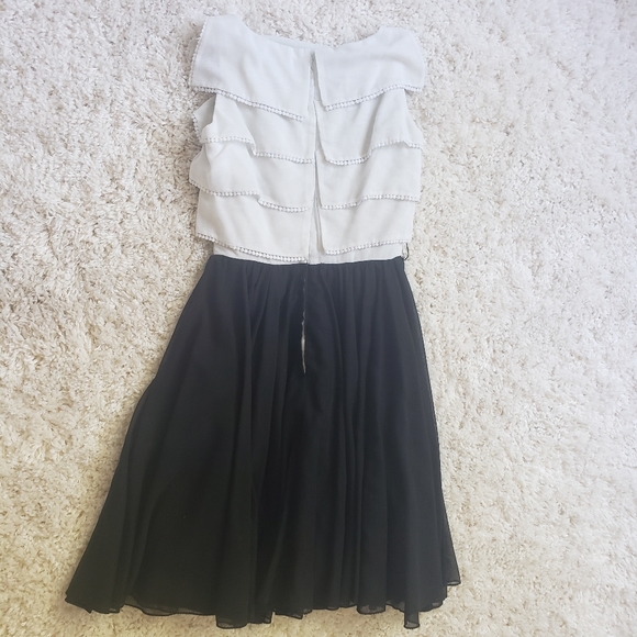 1950s 1960s Vintage Miss Elliotte California Black & White Dress Tiered Bodice - Picture 11 of 13